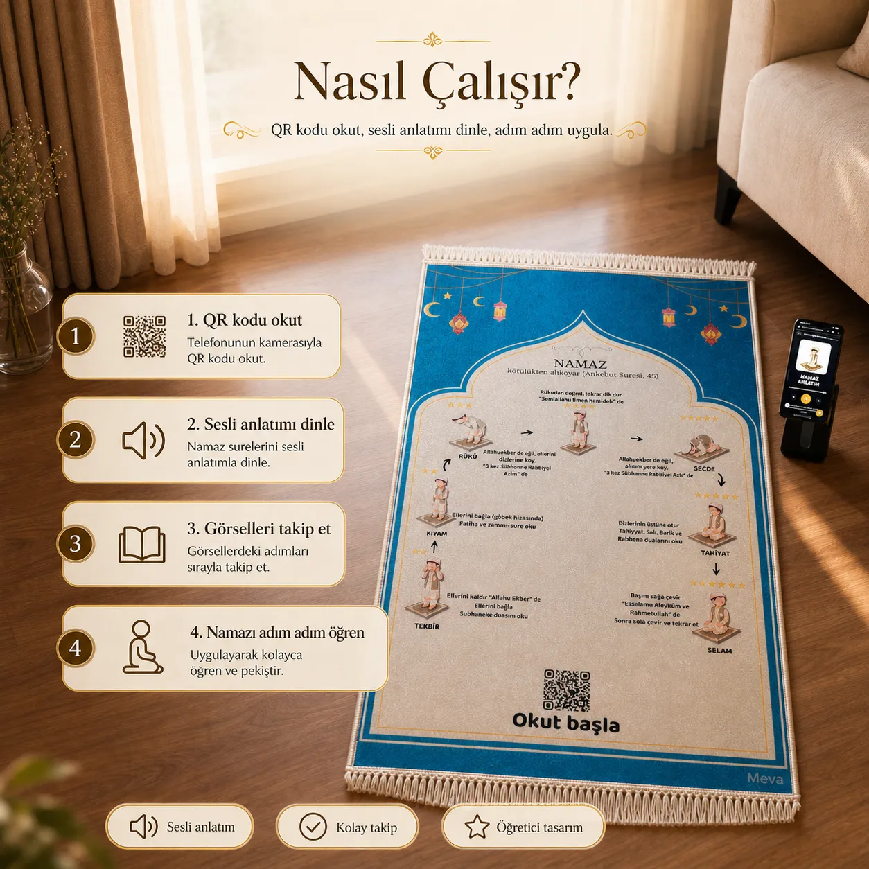 Sesli Namaz Öğretici Seccade - Görsel 3