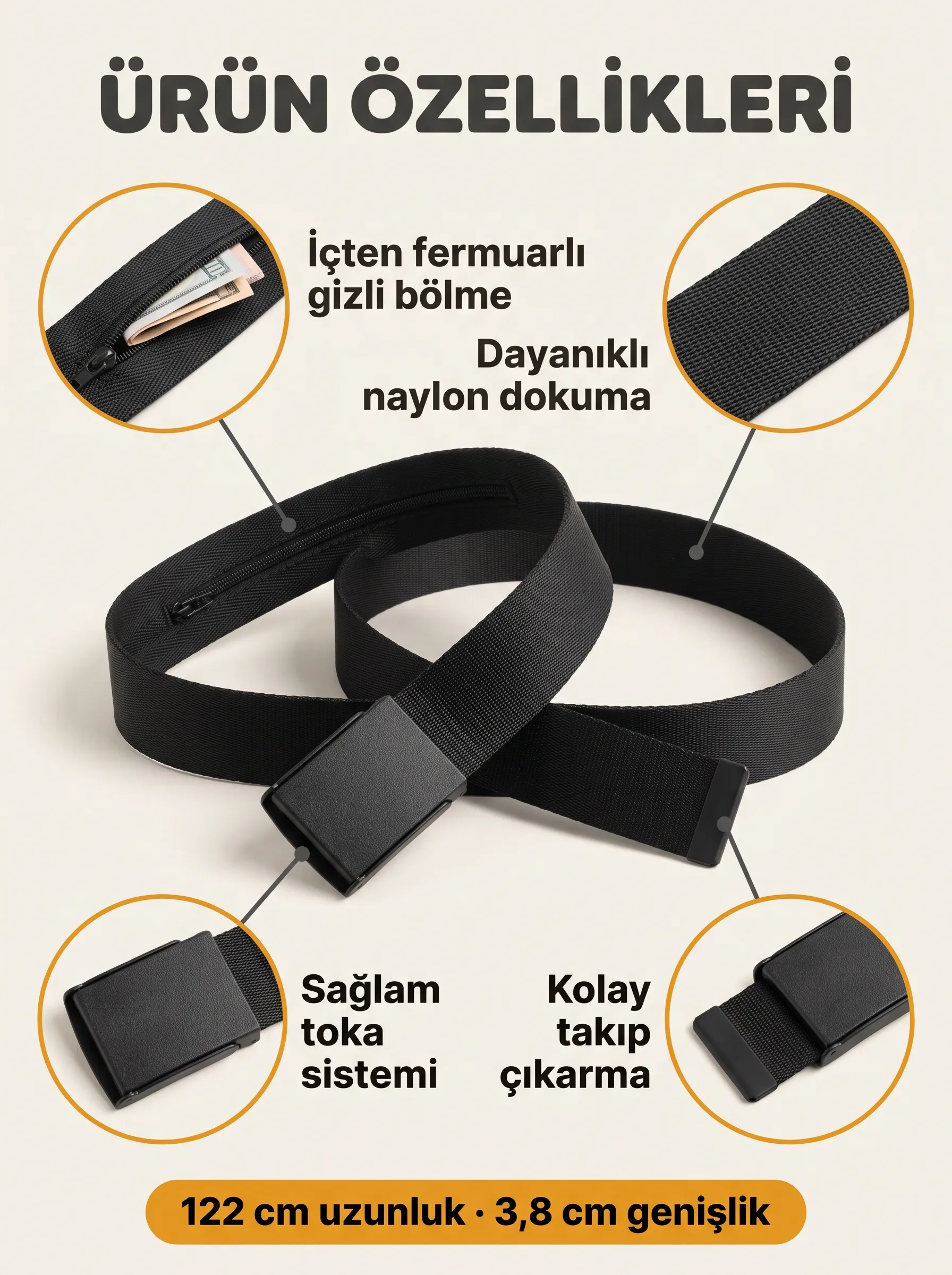 cepbelt gizli bölmeli kemer - Görsel 3